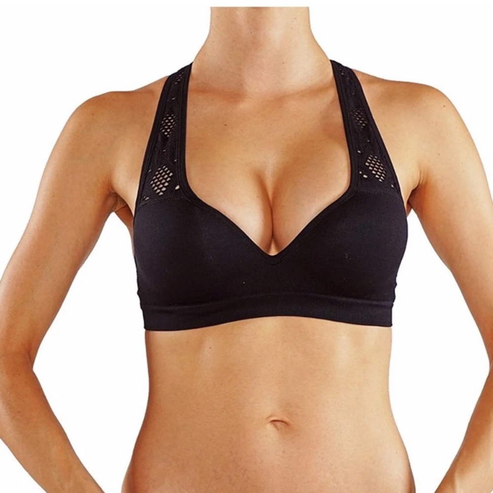 Black Crochet Push Up Sports Bra Size M